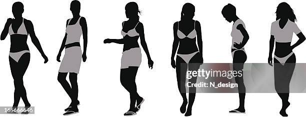 bikini beauties - swimwear stock illustrations