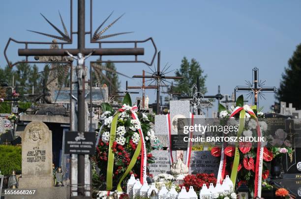 The family grave of family Ulma is pictured in Markowa on September 10, 2023 during the beatification of the Ulma family. A Polish couple and their...