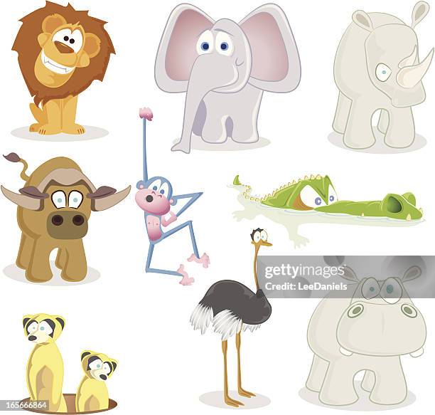 stockillustraties, clipart, cartoons en iconen met african animals in pastel shades - european bison