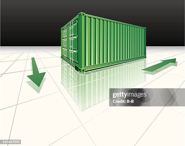 stockillustraties, clipart, cartoons en iconen met cargo containers-logistic business - rail freight