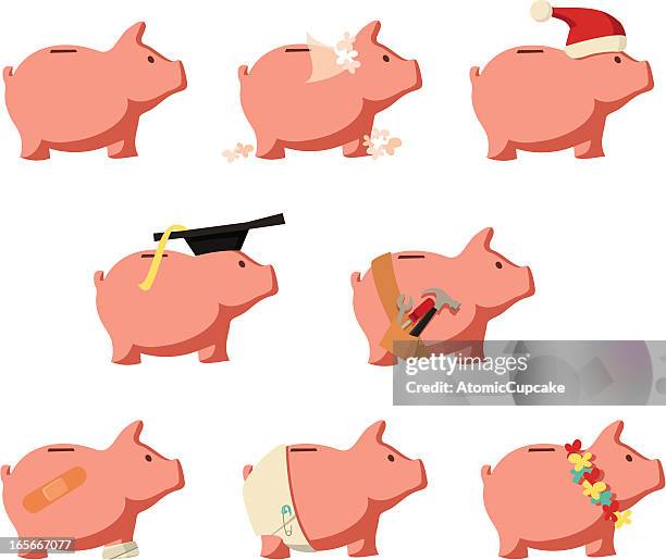 ilustraciones, imágenes clip art, dibujos animados e iconos de stock de saving: hucha bancos para diferentes propósitos - pago de matrícula
