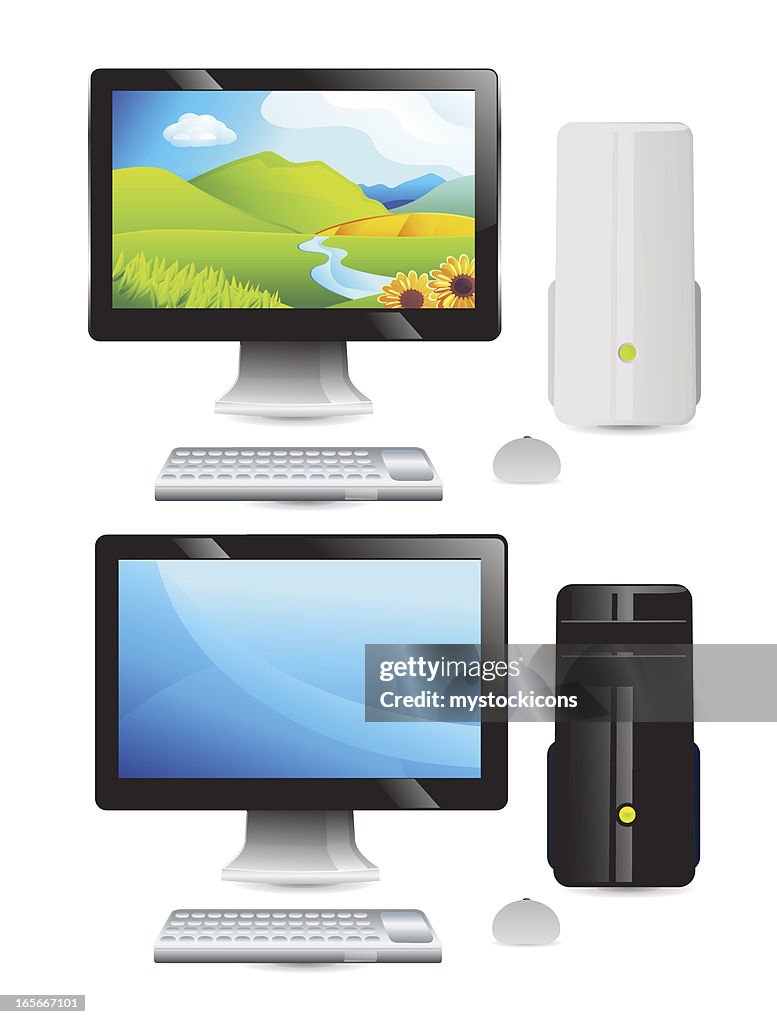 Computer System Display Desktop Computer Displays High-Res Vector Graphic - Getty Images