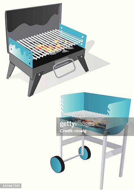 grill for two - grill fire background stock illustrations