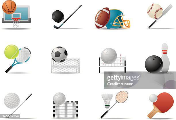 ball sports icons | premium matte series - handball stock illustrations