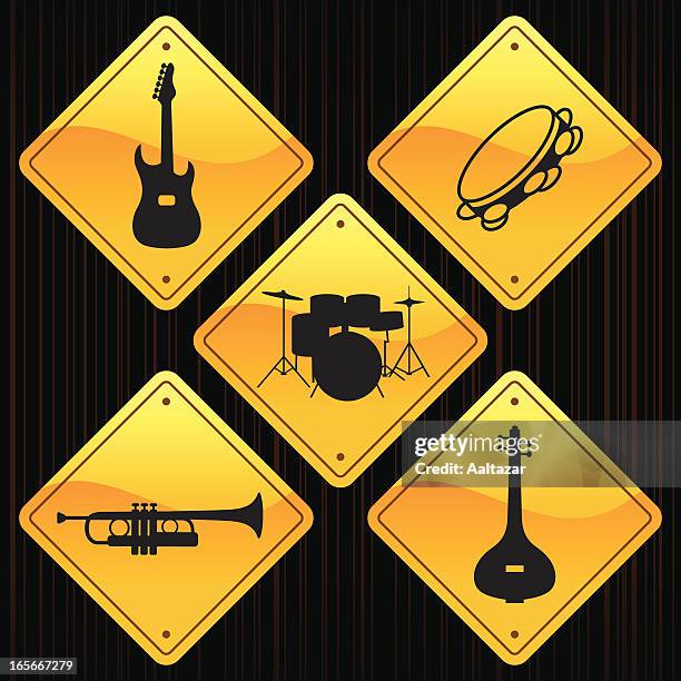 yellow signs - musical instruments - tambourine 幅插畫檔、美工圖案、卡通及圖標