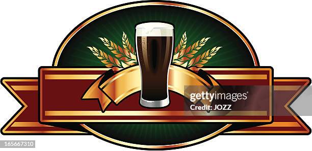 beer oval label - beer label stock illustrations