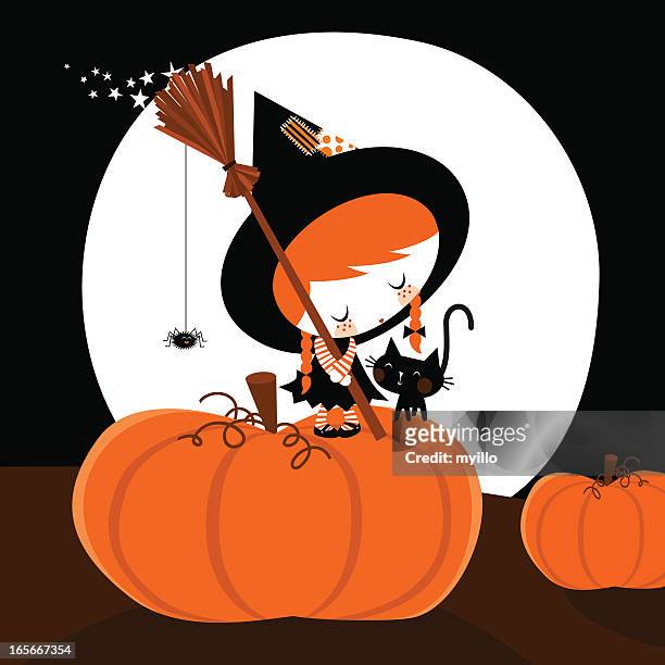 hexe halloween - harvest moon stock-grafiken, -clipart, -cartoons und -symbole