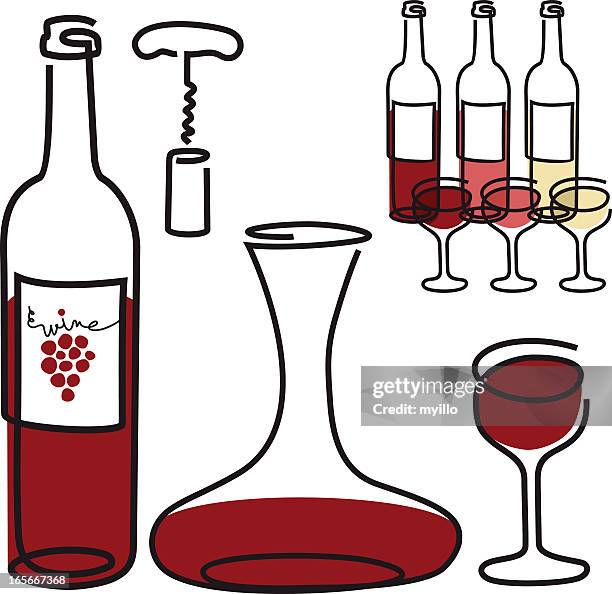 stockillustraties, clipart, cartoons en iconen met wine line - rose