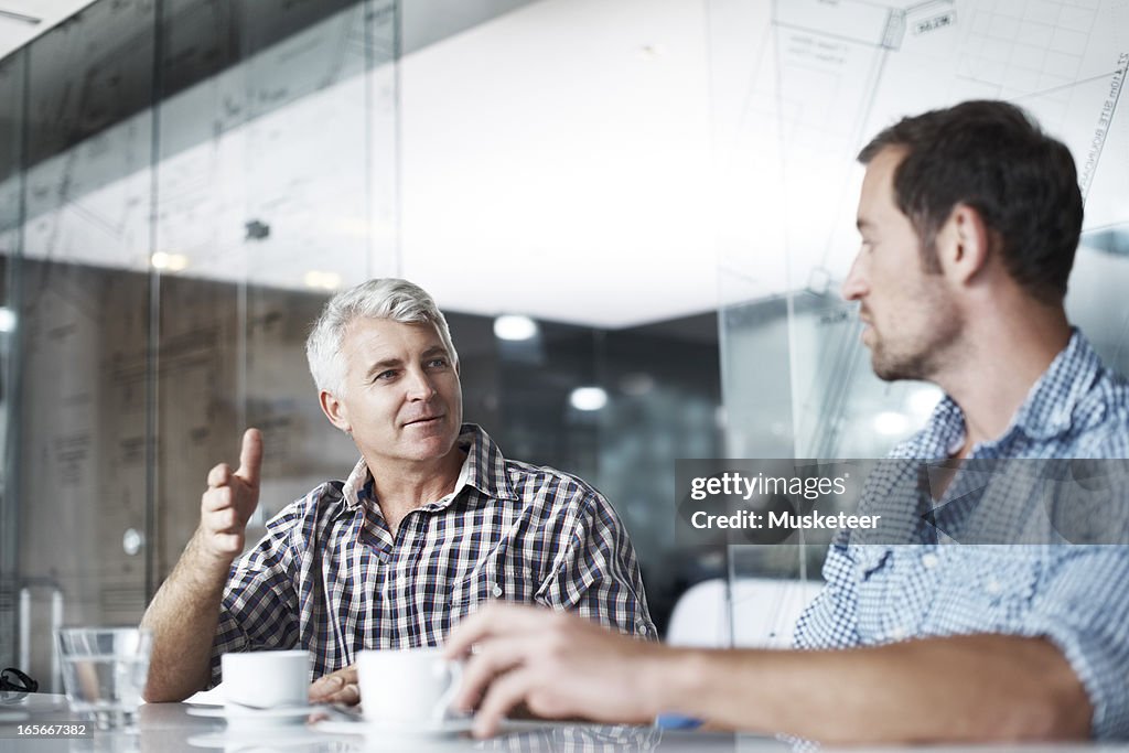 Having a meeting over a cup of coffee