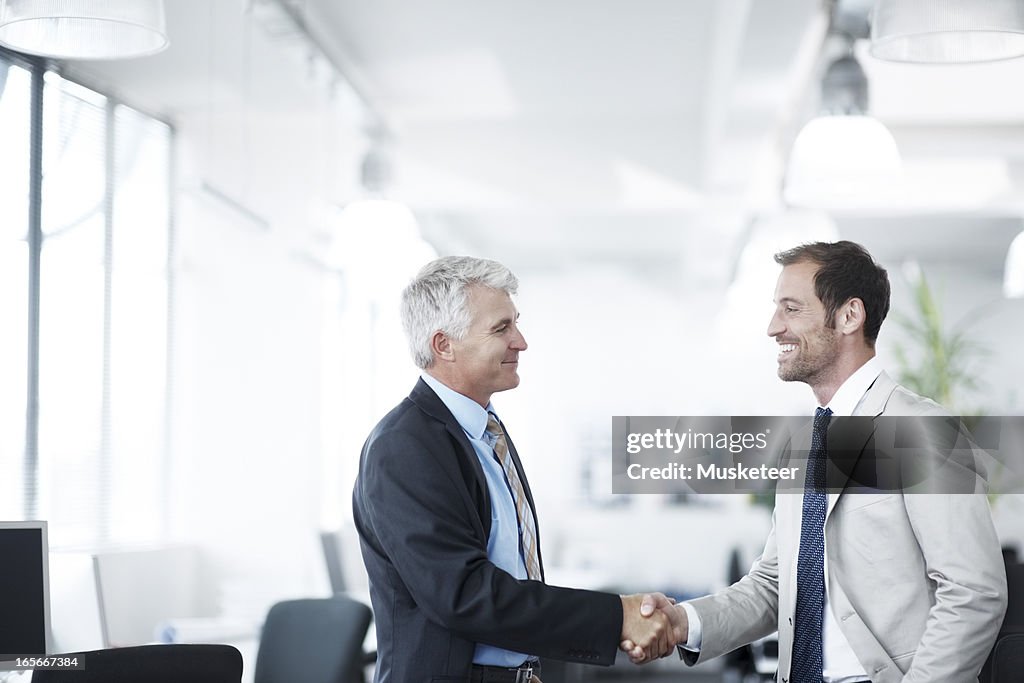 New colleagues shaking hands