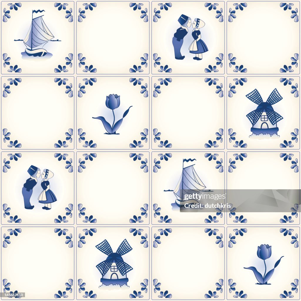 Delft blue tile pattern swatch