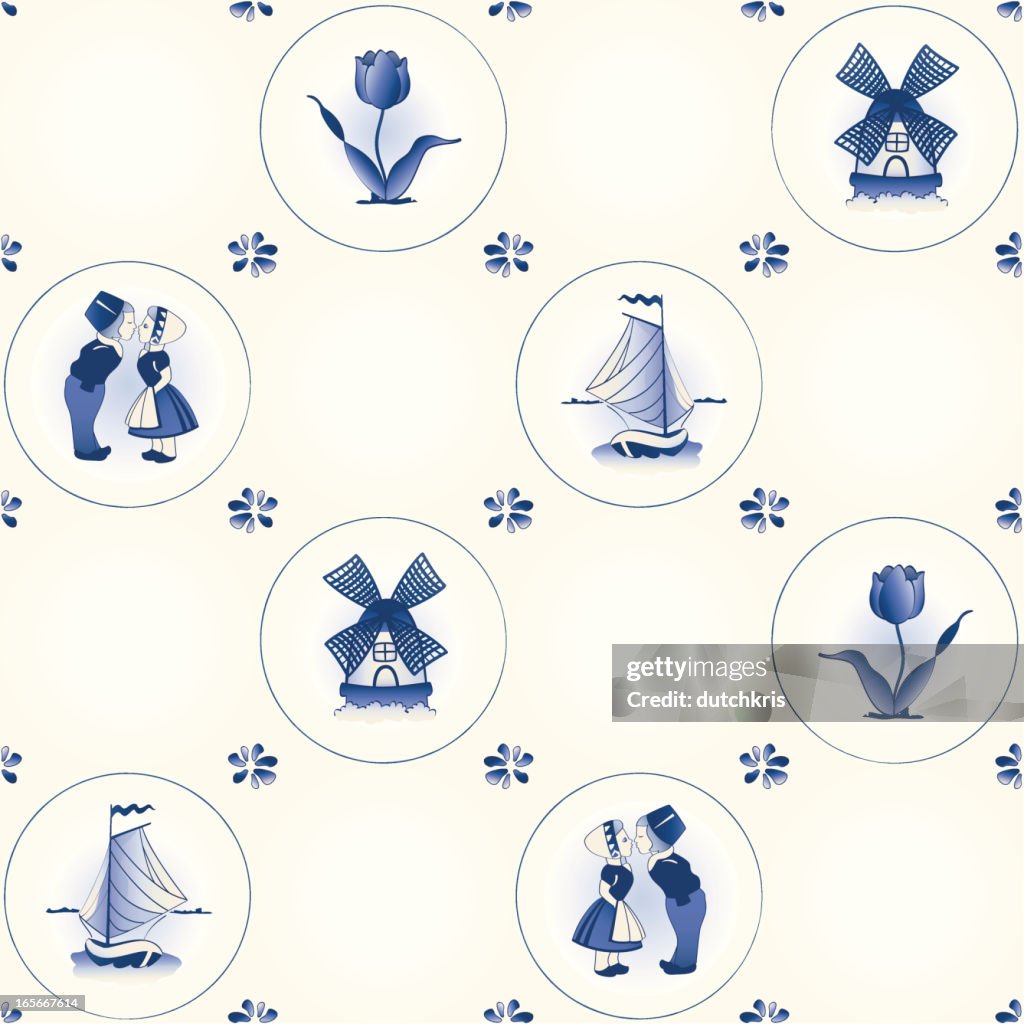 Delft blue tile pattern swatch