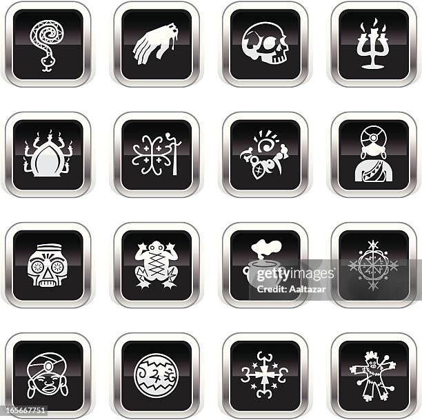 supergloss black icons -  voodoo - woman frog hand stock illustrations