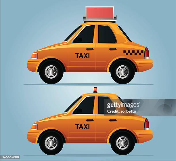 illustrazioni stock, clip art, cartoni animati e icone di tendenza di taxi di new york - taxi giallo