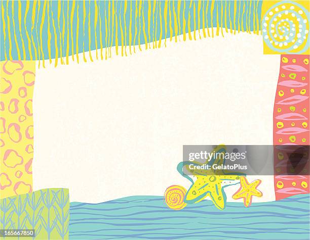 border with summer theme - primitivism stock illustrations