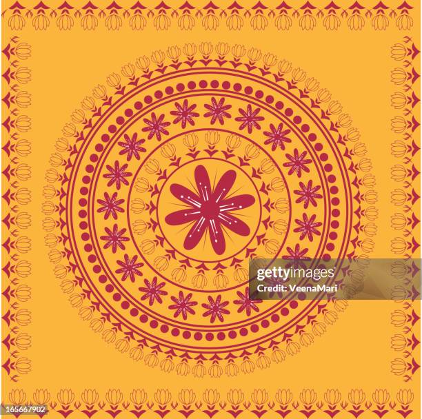 beautiful indian lotus mandala design - rangoli vector stock illustrations