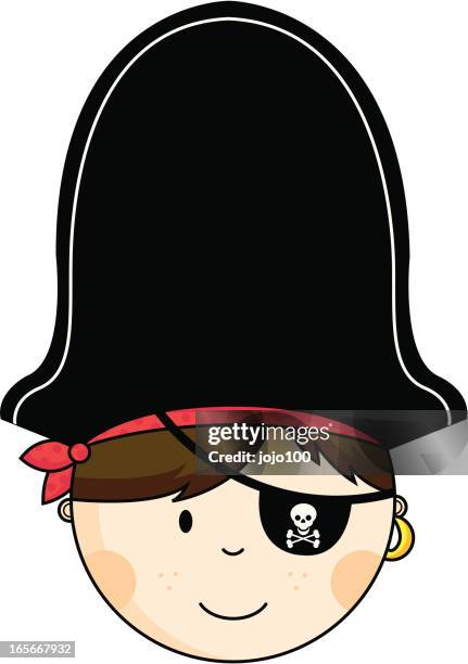 boys pirate hat and face invite or place card - eye patch stock illustrations