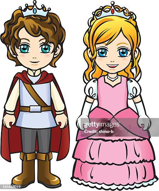 little prince and princess - cosplay stock illustrations