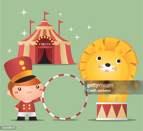 ilustrações de stock, clip art, desenhos animados e ícones de circo - domador de leões