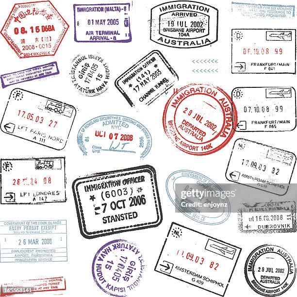 stamps - passport stamp stock illustrations