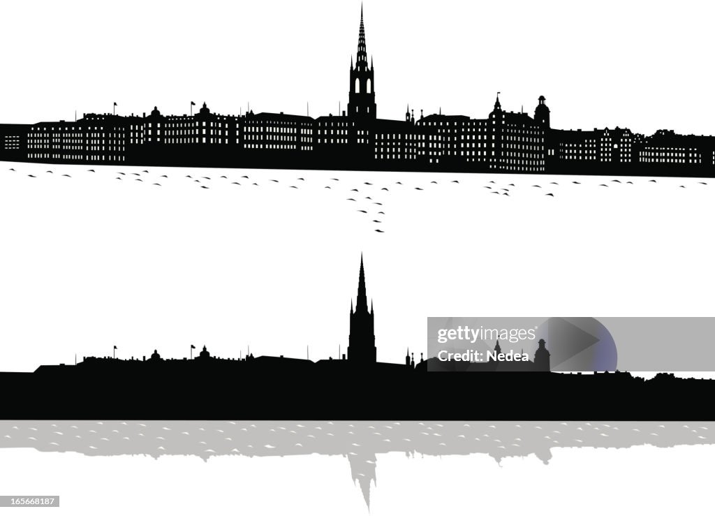 Black and white print of Stockholm