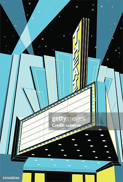 illustrazioni stock, clip art, cartoni animati e icone di tendenza di movie cinema - commercial sign stock illustrations