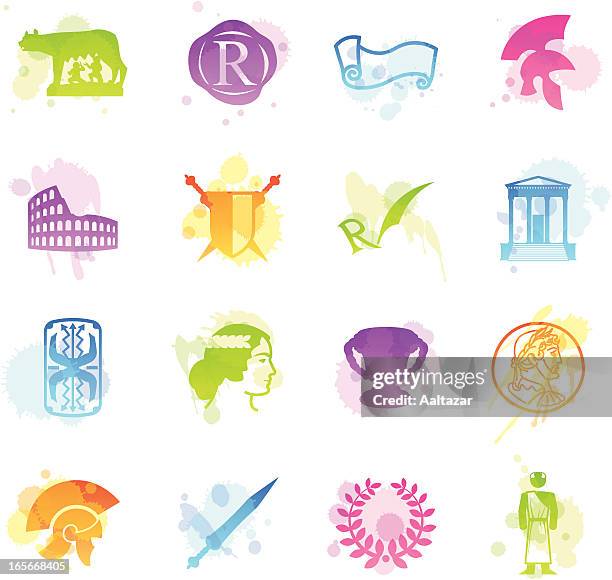 ilustrações de stock, clip art, desenhos animados e ícones de manchas ícones-império romano - rómulo