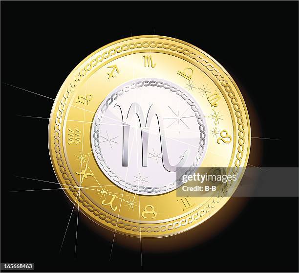 coin zodiac- scorpio - scorpion stock illustrations