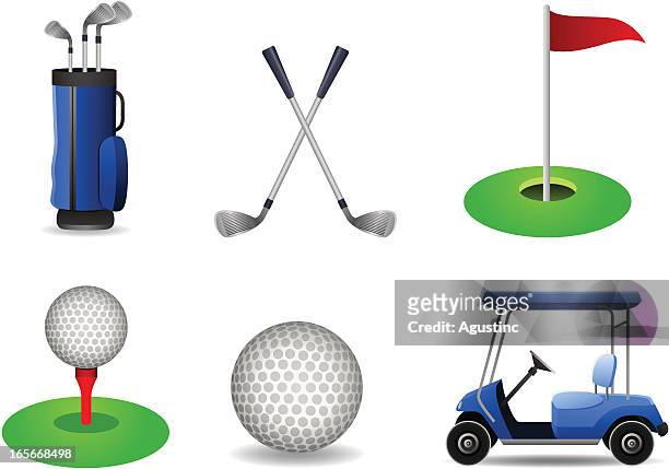 ilustraciones, imágenes clip art, dibujos animados e iconos de stock de juego de golf - palo de golf