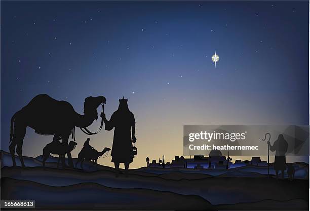 star of bethlehem - nativity scene stock illustrations