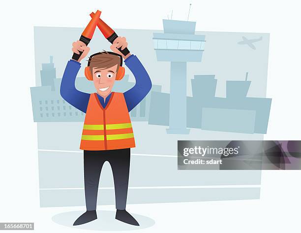 air traffic control - airport runway stock illustrations