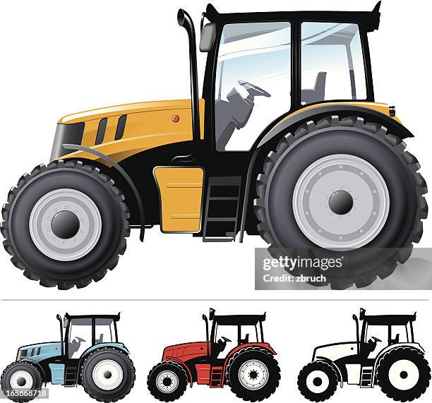 stockillustraties, clipart, cartoons en iconen met tractor - tractor