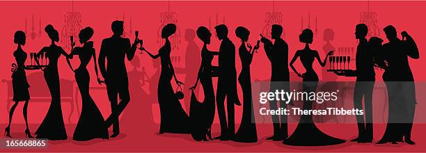 stockillustraties, clipart, cartoons en iconen met black tie ball silhouette - formele kleding