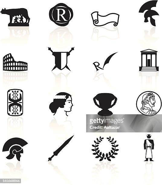 schwarze symbole-römischen reiches - römisch stock-grafiken, -clipart, -cartoons und -symbole