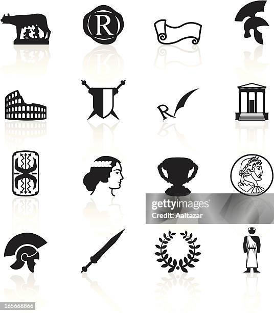 stockillustraties, clipart, cartoons en iconen met black symbols - roman empire - romeins