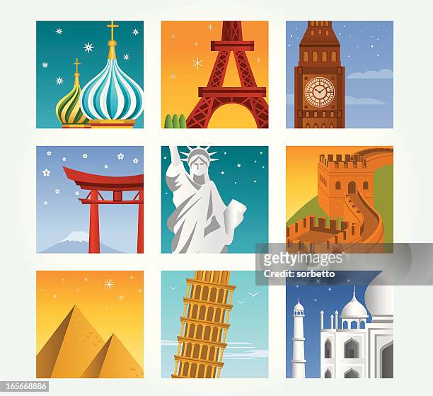 travel icon set - torii gates stock illustrations
