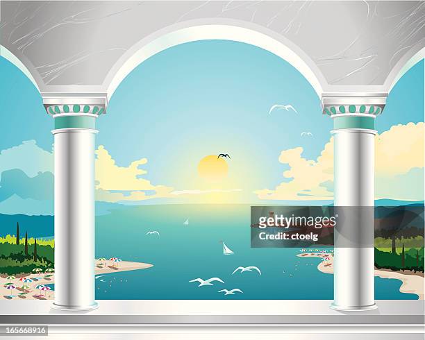 orient summer sun - palace stock illustrations