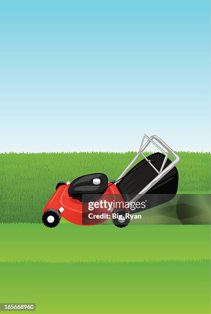 half mowed - cutting grass stock illustrations