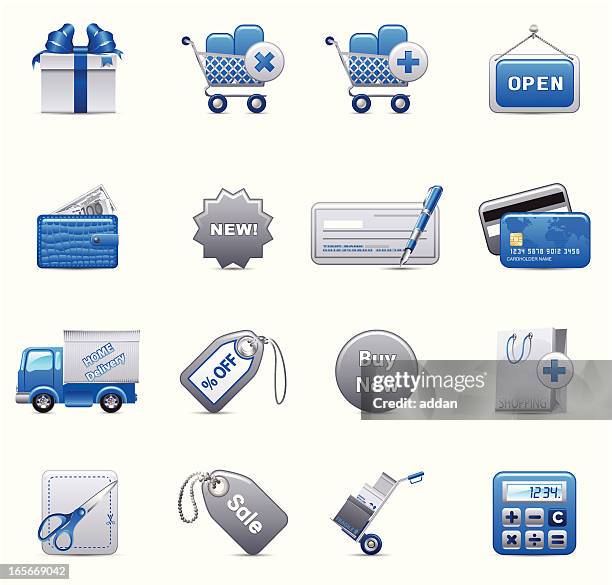 Conjunto De Azulcobalto Compras, Foto de stock