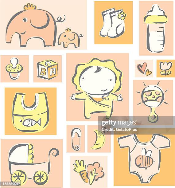 baby icons - newborn animal stock illustrations