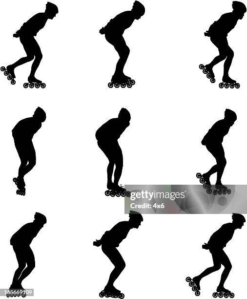rollerbladers - roller blade stock illustrations
