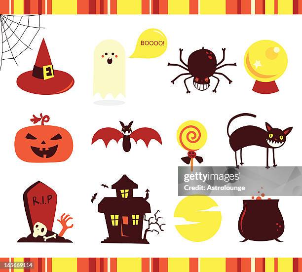 halloween set - dead tree stock illustrations