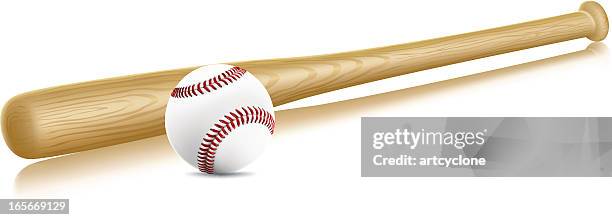 baseball and bat - baseball ball stock illustrations