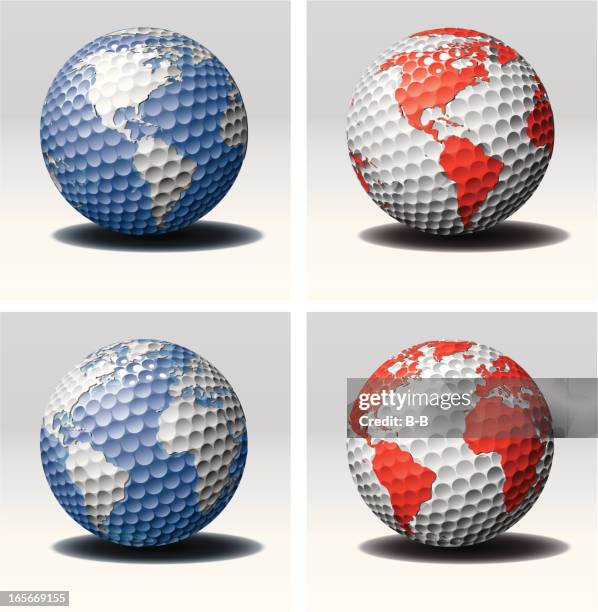 golf world's ball-west - planet b stock illustrations