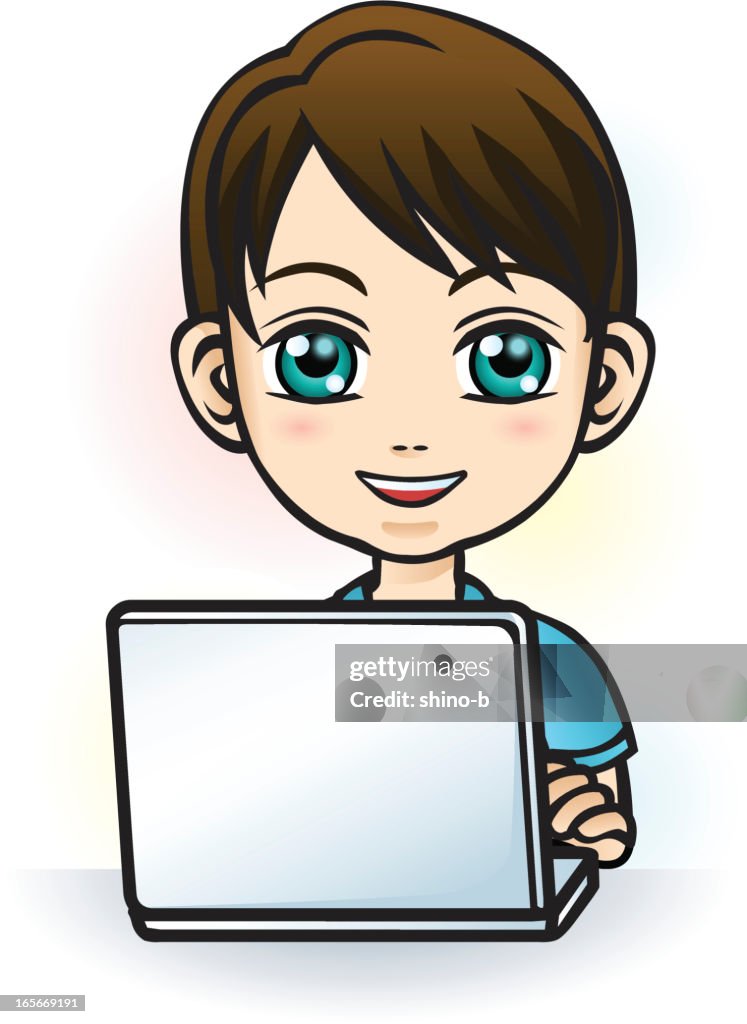Boy Using Computer High-Res Vector Graphic - Getty Images