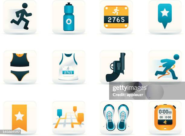white running icons - running vest stock illustrations
