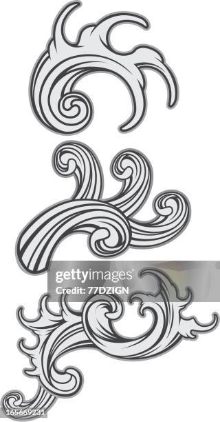 finger waves and flourish - finger waves stock illustrations