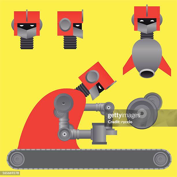 hammer robot - modern slavery stock illustrations