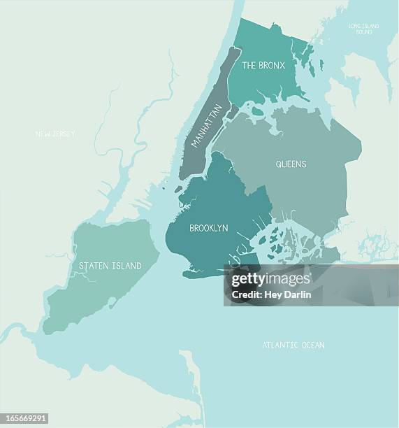 bildbanksillustrationer, clip art samt tecknat material och ikoner med new york city boroughs map - queens new york city