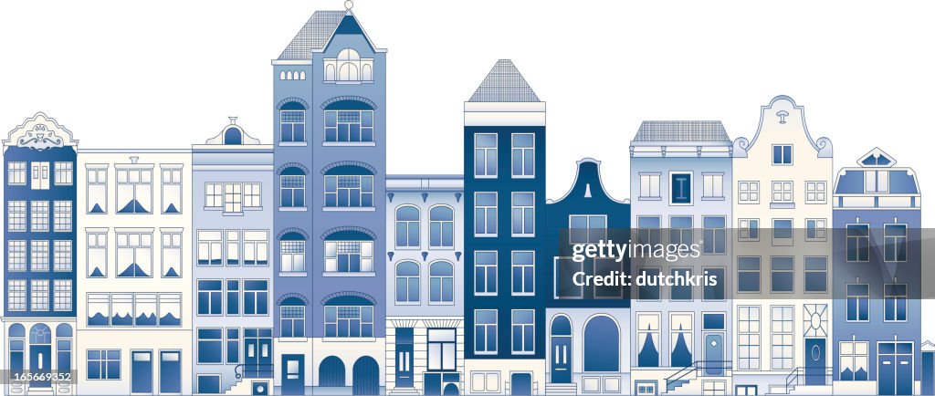Delft blue row houses